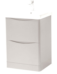 Furniture & Mirrors Arc 500mm Floor Standing 2 Drawer Unit & Ceramic Basin – Cashmere H 840 X W 500 X D 460