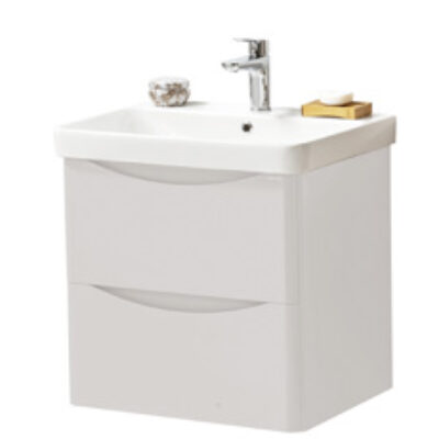 Furniture & Mirrors Arc 600mm Wall Mounted 2 Drawer Unit & Ceramic Basin – Cashmere H 600 X W 600 X D 460