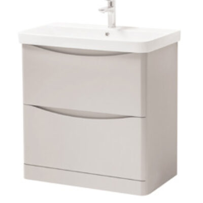 Furniture & Mirrors Arc 800mm Floor Standing 2 Drawer Unit & Ceramic Basin – Cashmere H 840 X W 800 X D 460