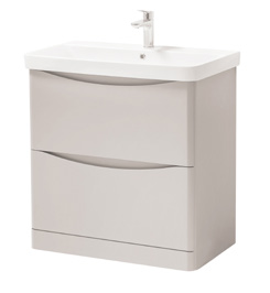 Furniture & Mirrors Arc 800mm Floor Standing 2 Drawer Unit & Ceramic Basin – Cashmere H 840 X W 800 X D 460