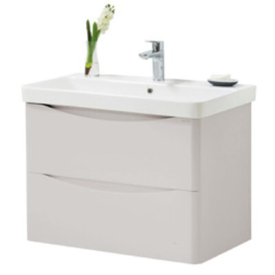 Furniture & Mirrors Arc 800mm Wall Mounted 2 Drawer Unit & Ceramic Basin – Cashmere H 600 X W 800 X D 460