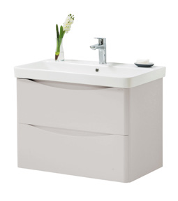 Furniture & Mirrors Arc 800mm Wall Mounted 2 Drawer Unit & Ceramic Basin – Cashmere H 600 X W 800 X D 460