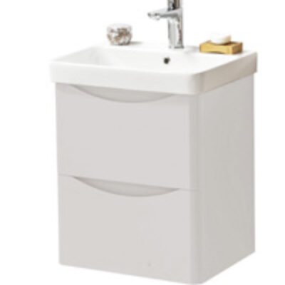 Furniture & Mirrors Arc 500mm Wall Mounted 2 Drawer Unit & Ceramic Basin – Cashmere H 600 X W 500 X D 460